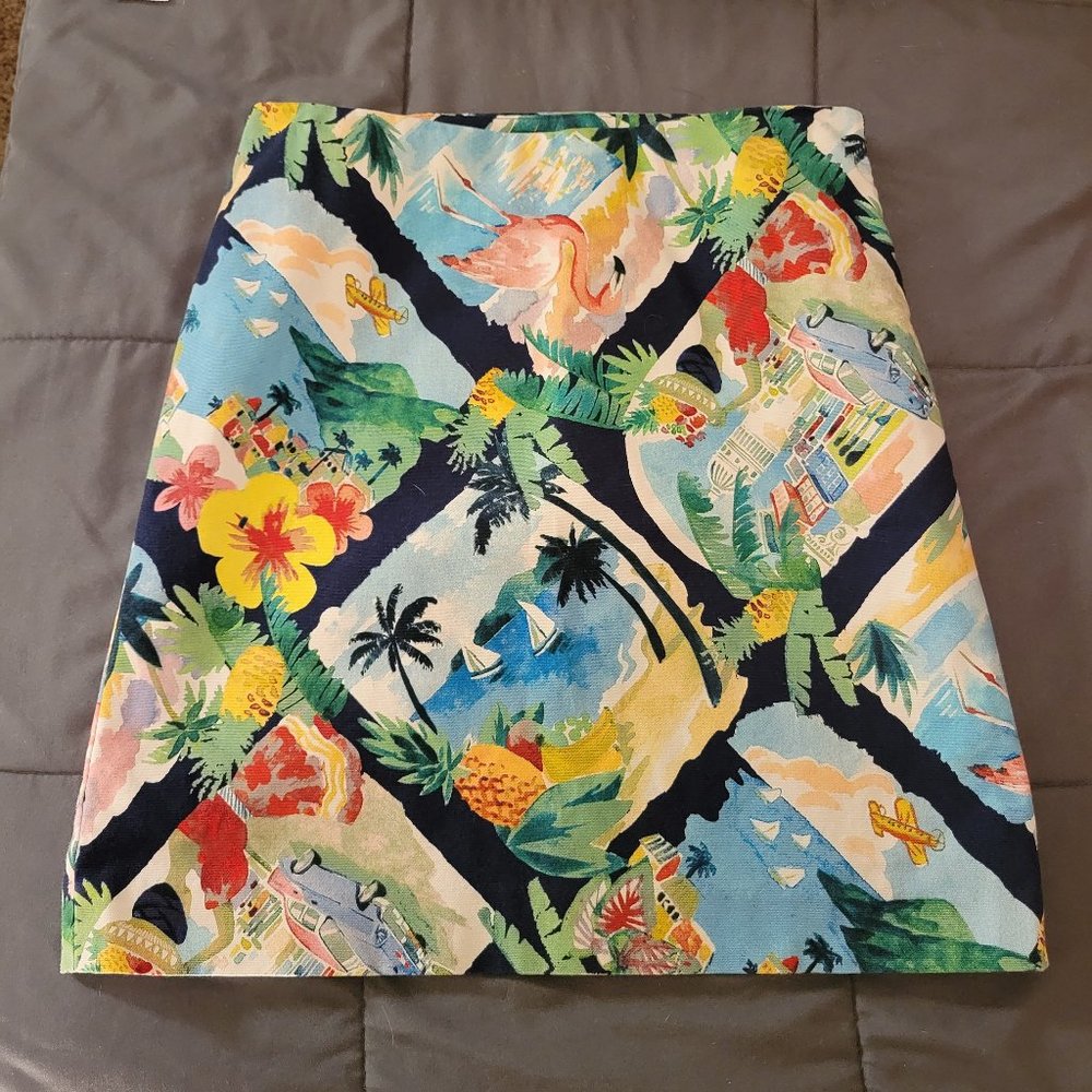 Talbots Tropical Print Mini Skirt in Navy, Yellow, Green, Pink